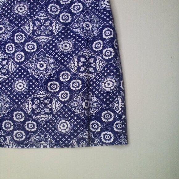 Talbots Skirt Women 8 Straight Short Side Zip Pattern Blue - Picture 10 of 16